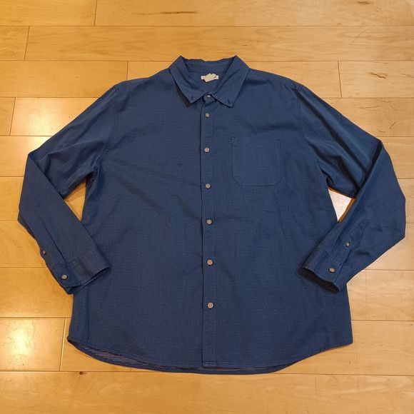 Carbon 2 Cobalt Men's XL Navy Blue Pointillism Long Sleeve Button Down Shirt - Picture 1 of 7